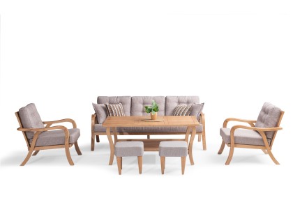 Anka Ahşap Balkon Takımı ( 3+1+1+masa+2 puf )